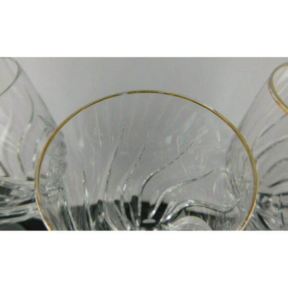 Mikasa Preview Gold Crystal Wine Goblets Set Of 4 Elegant Stemware Gold Trim - Picture 10 of 12